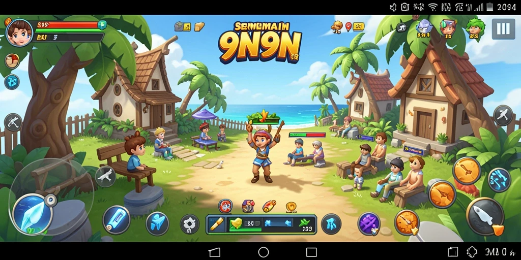 Screenshot utama gameplay 9N9N yang penuh keseruan dan interaksi.
