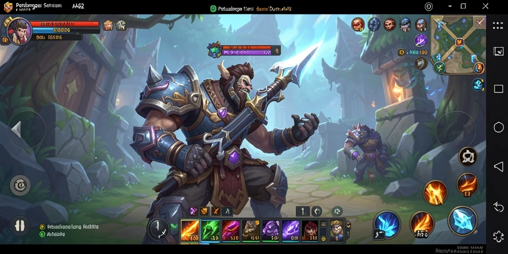 Tampilan gameplay mendebarkan dengan pertarungan intens di dunia fantasi.