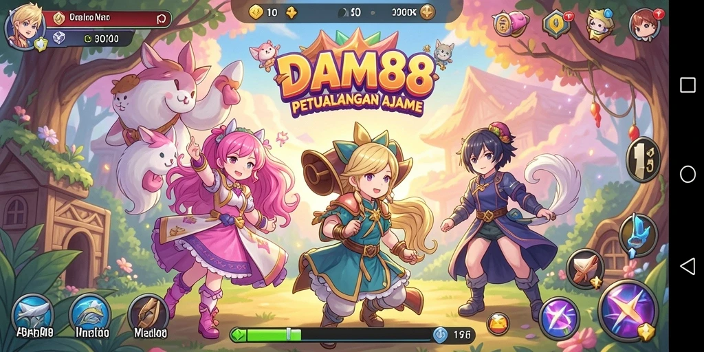 Tampilan gameplay menarik dari DAM88 dengan karakter anime yang hidup.
