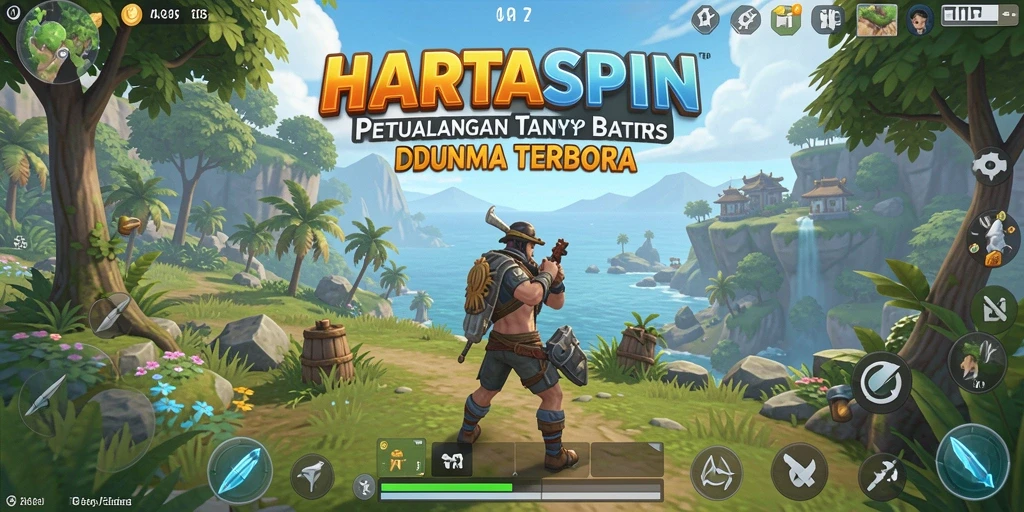 Tampilan gameplay HARTASPIN dalam dunia terbuka yang luas dan menantang.