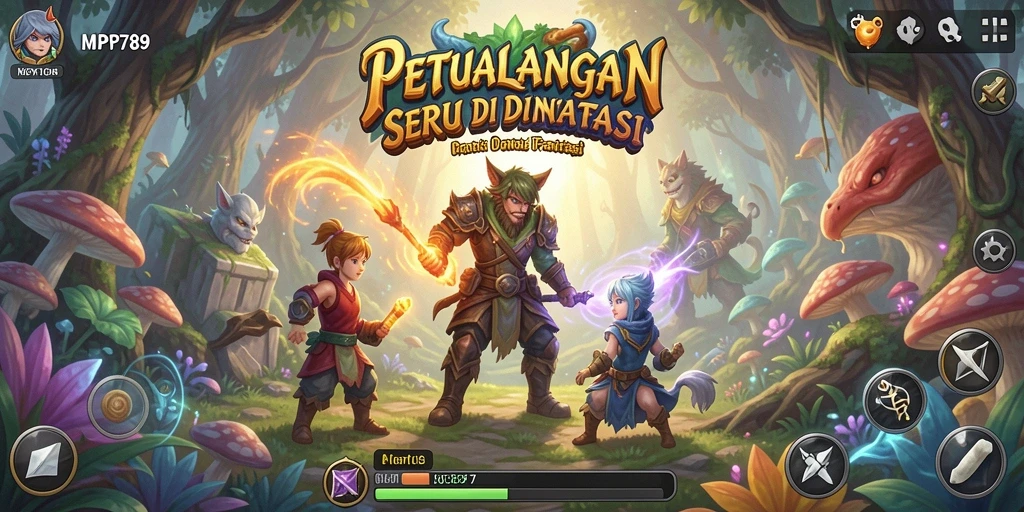 Screenshot gameplay MVP789 menampilkan pertarungan seru di dunia fantasi.