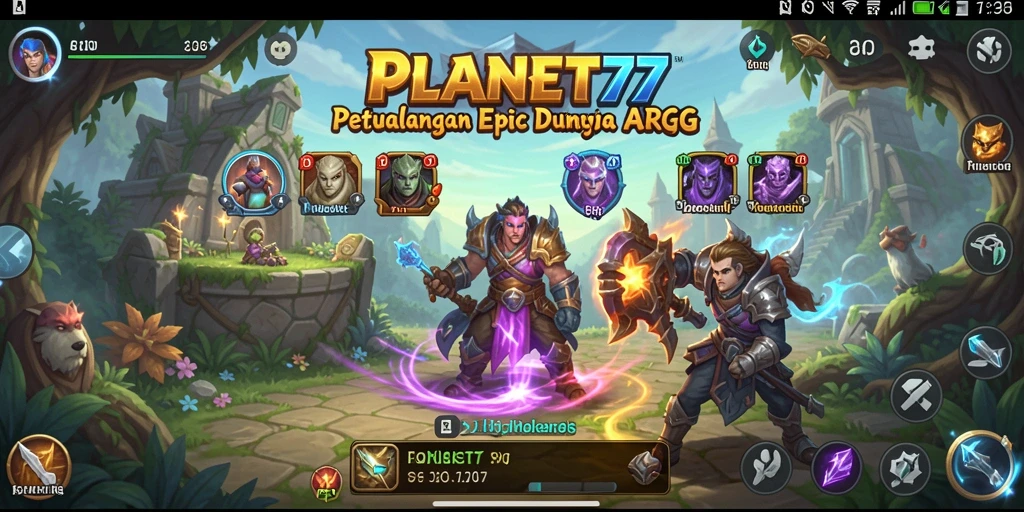 Tampilan aksi seru dalam gameplay ARPG PLANET77.