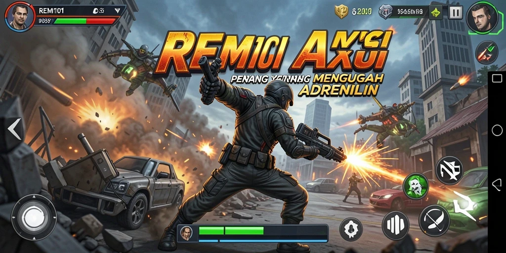 Tampilan gameplay REMI101 yang intens dan penuh aksi.