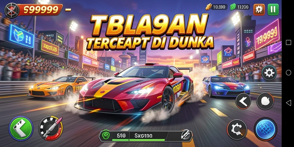 Tangkapan layar gameplay balapan yang menegangkan di T9999.
