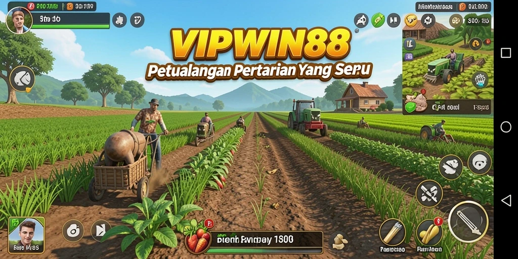 Screenshot utama VIPWIN88 menampilkan gameplay pertanian yang menarik dan interaktif.